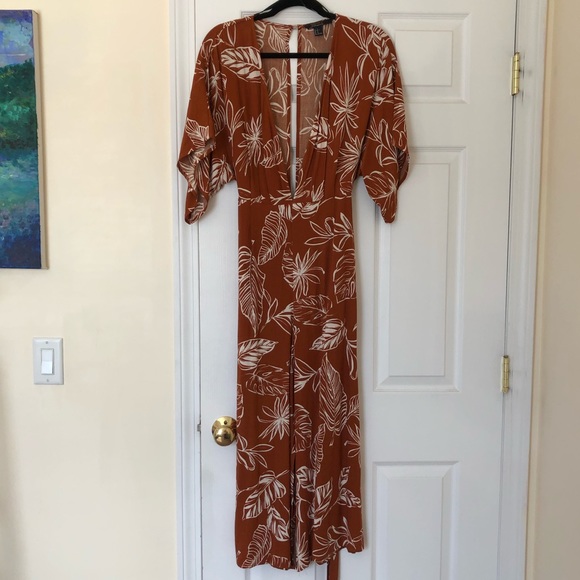 Leaf Print Culotte Jumpsuit - Picture 7 of 7